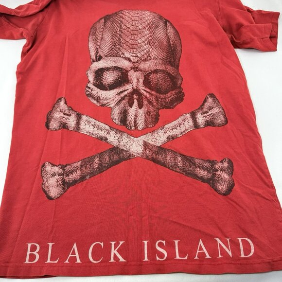 Black Island Skull Skeleton Crossbones Tshirt Men Size L Halloween Horror Devil - Picture 9 of 12